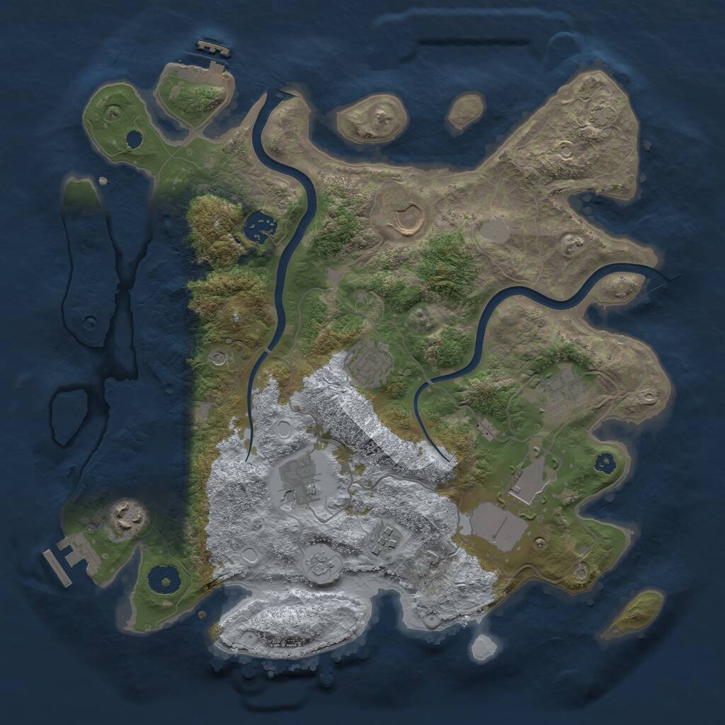 Rust Map: Procedural Map, Size: 3500, Seed: 41256783, 14 Monuments