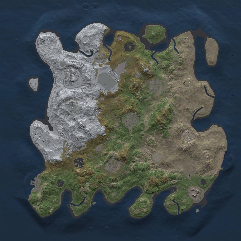 Rust Map: Procedural Map, Size: 3500, Seed: 2147217993, 16 Monuments