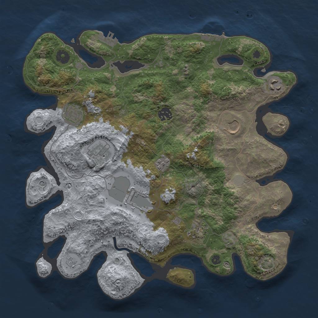 Rust Map: Procedural Map, Size: 3500, Seed: 418652799, 16 Monuments