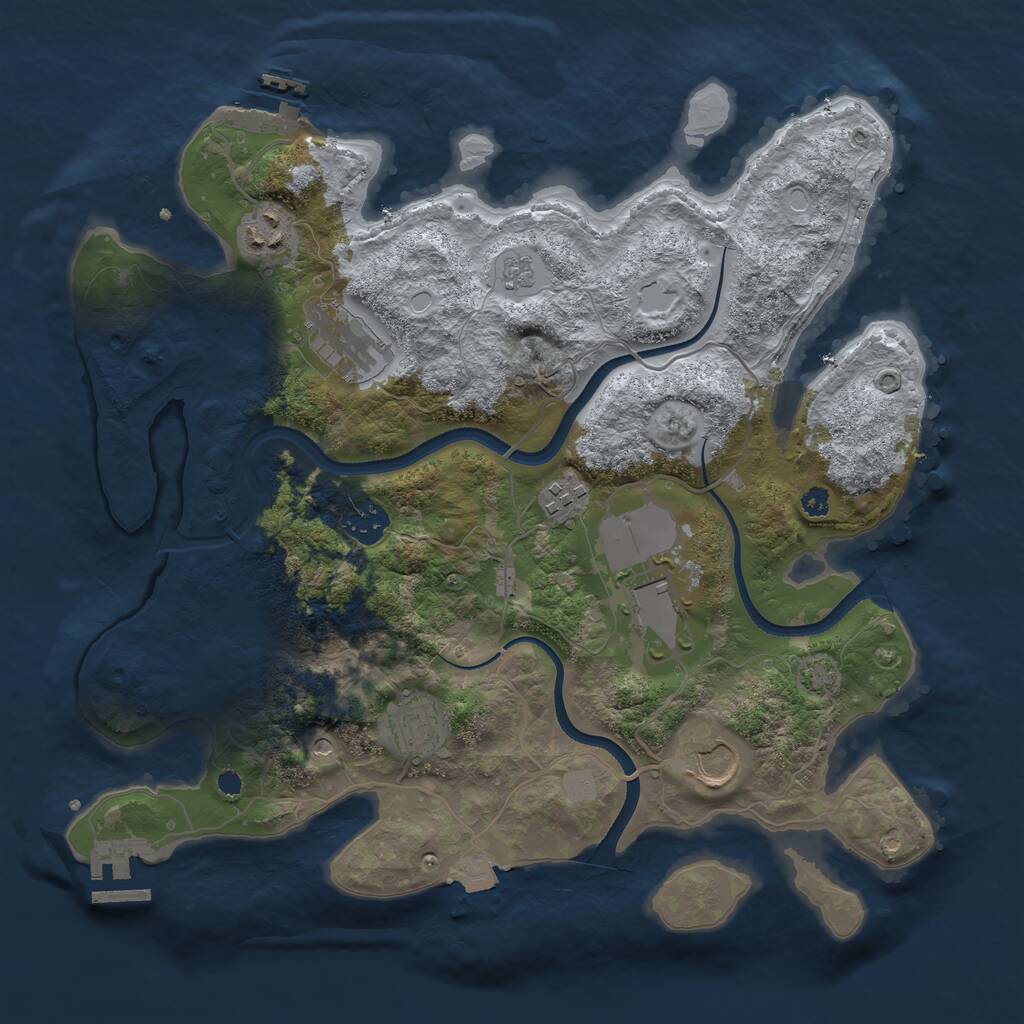 Rust Map: Procedural Map, Size: 3500, Seed: 76873, 13 Monuments