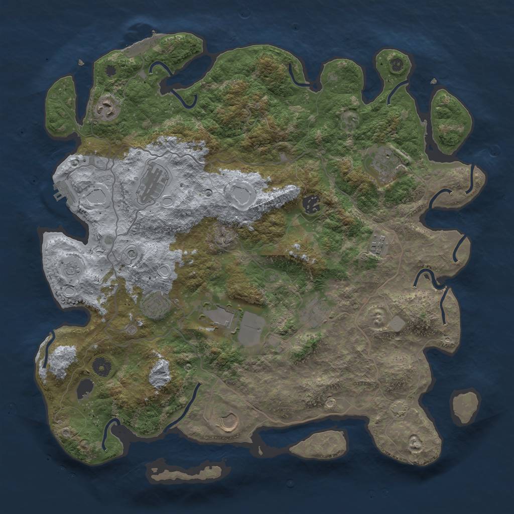 Rust Map: Procedural Map, Size: 4096, Seed: 1088926326, 17 Monuments