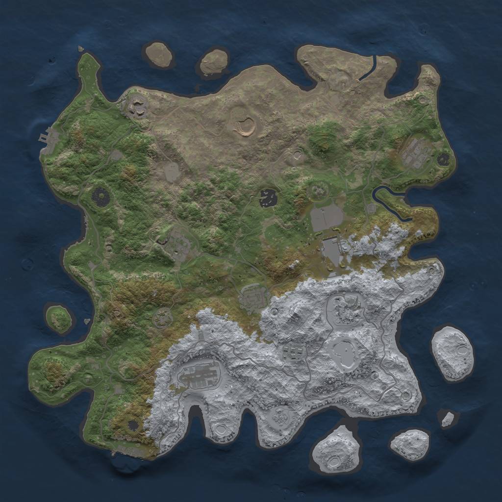 Rust Map: Procedural Map, Size: 4000, Seed: 1958845396, 18 Monuments