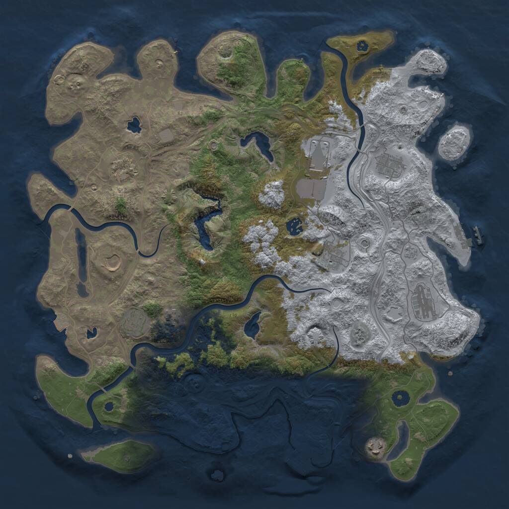 Rust Map: Procedural Map, Size: 4500, Seed: 516152510, 16 Monuments