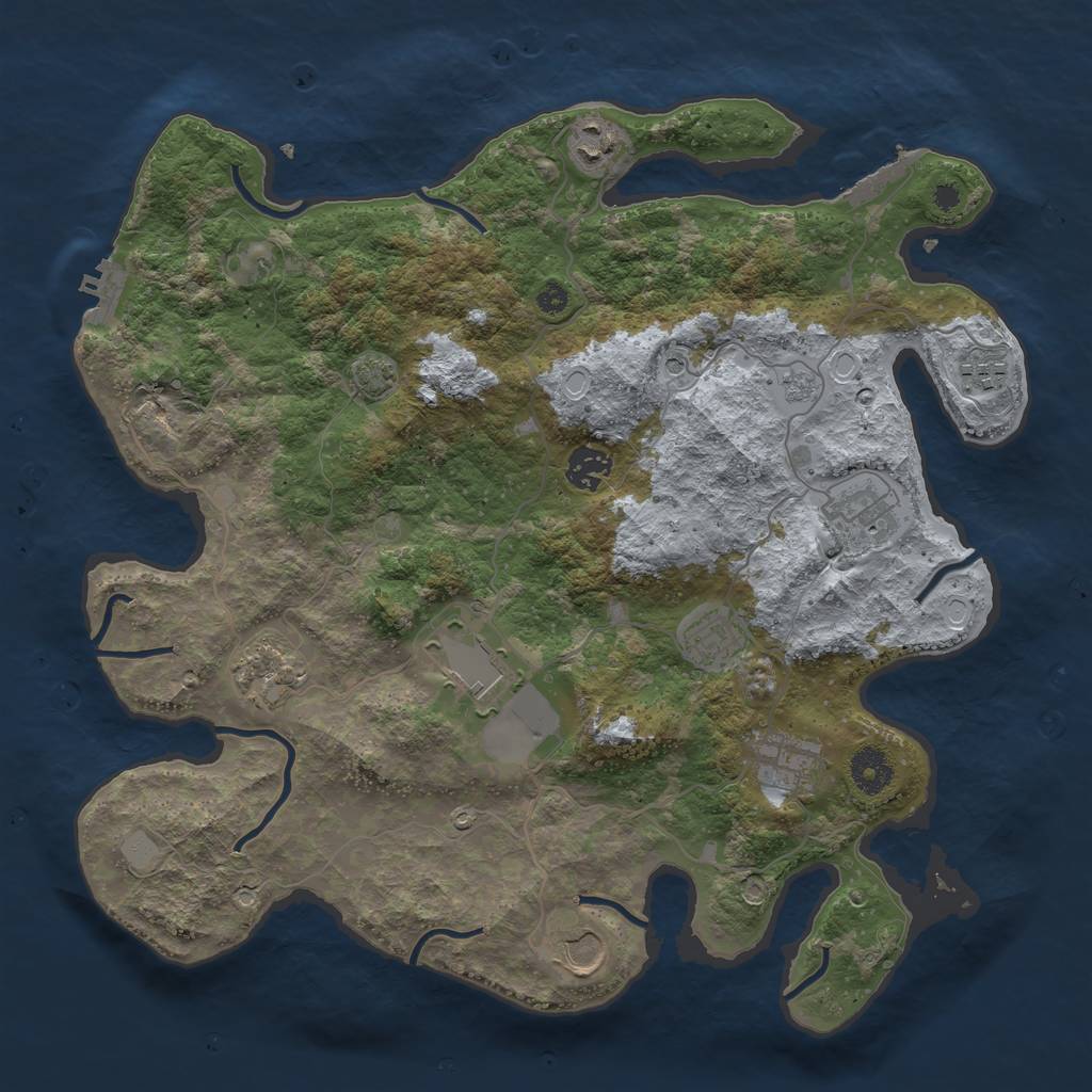 Rust Map: Procedural Map, Size: 3700, Seed: 1562787439, 17 Monuments