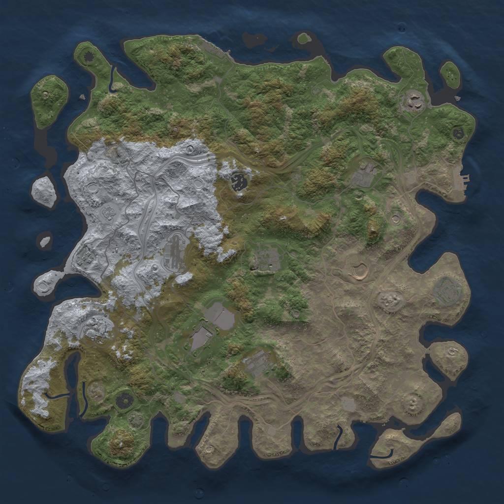 Rust Map: Procedural Map, Size: 4500, Seed: 2128847774, 19 Monuments