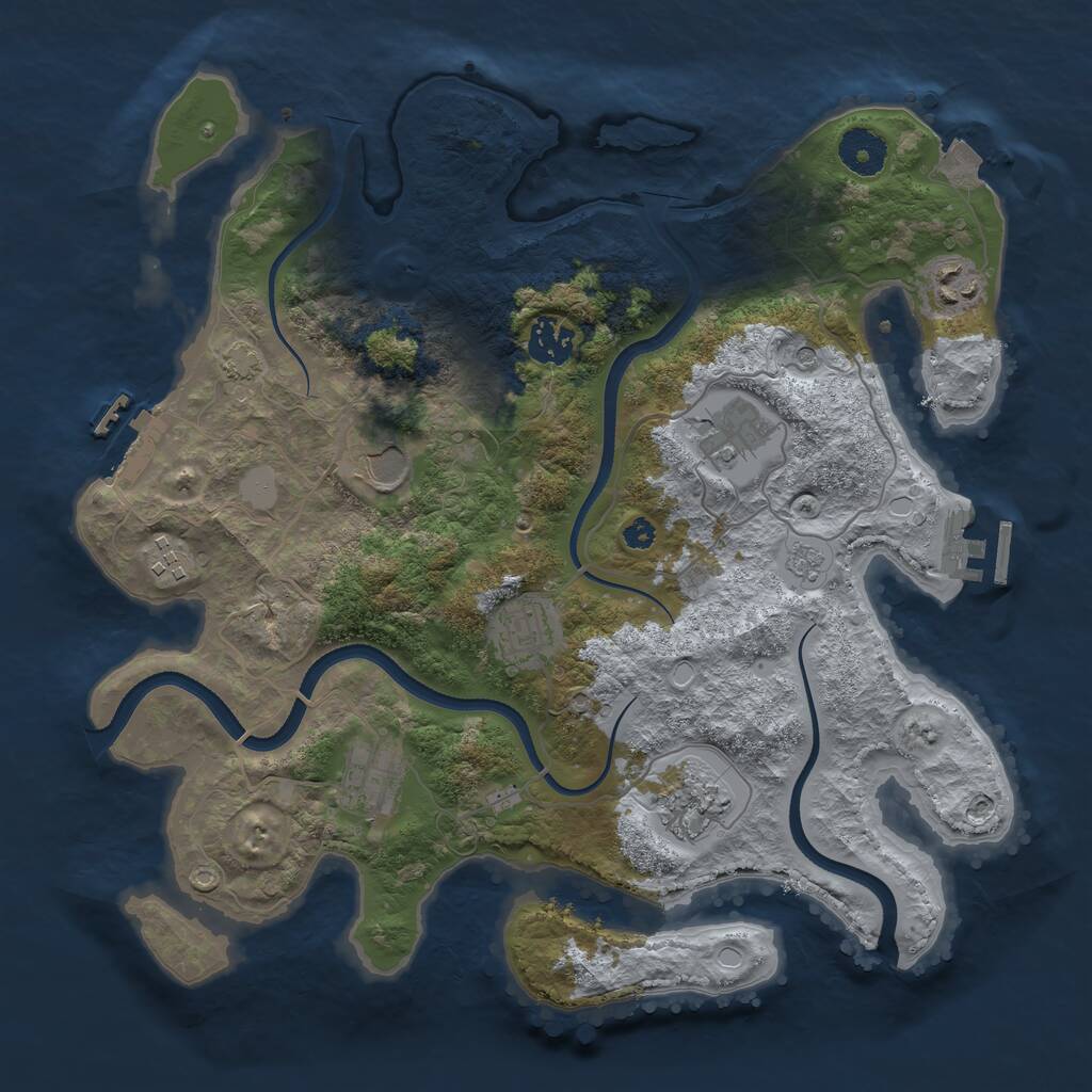 Rust Map: Procedural Map, Size: 3500, Seed: 1462706320, 14 Monuments