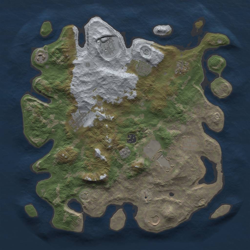 Rust Map: Barren, Size: 3800, Seed: 54743688, 14 Monuments
