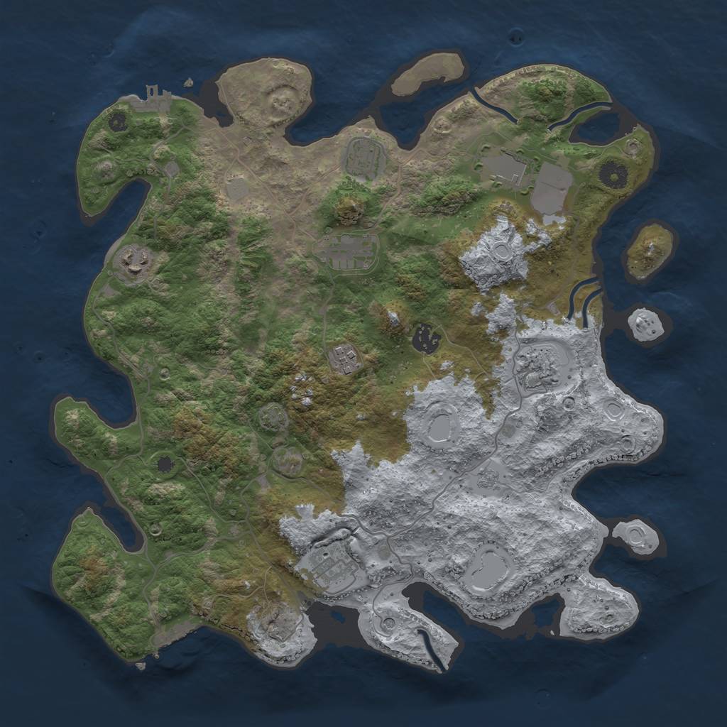 Rust Map: Procedural Map, Size: 3850, Seed: 20394280, 16 Monuments