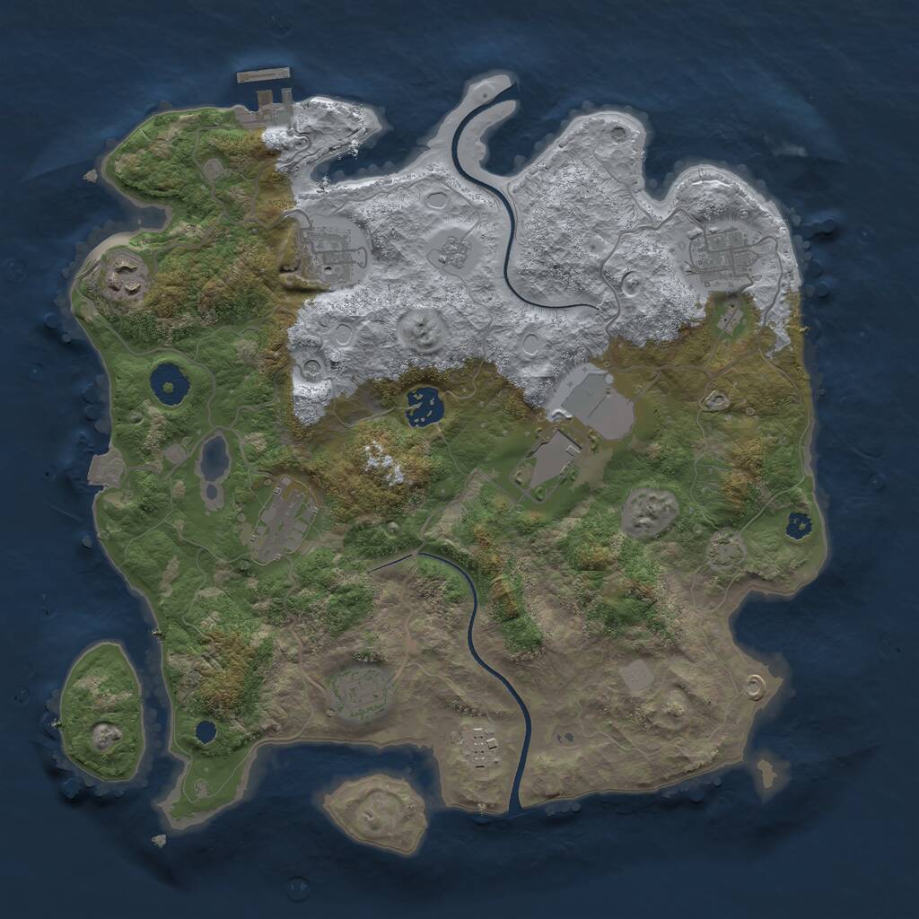 Rust Map: Procedural Map, Size: 3500, Seed: 480288, 13 Monuments