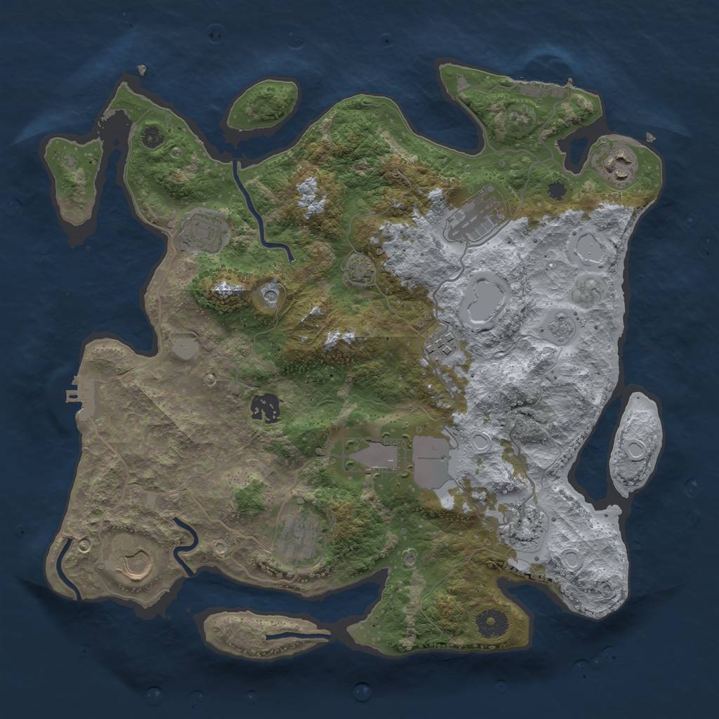 Rust Map: Procedural Map, Size: 3550, Seed: 29312976, 17 Monuments