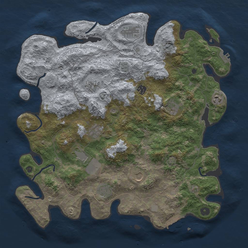 Rust Map: Procedural Map, Size: 4100, Seed: 2476278, 18 Monuments
