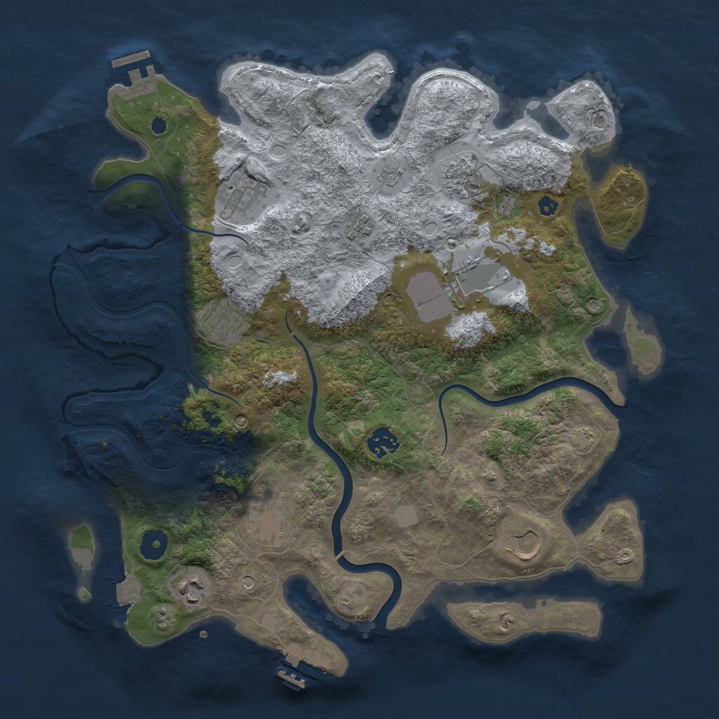 Rust Map: Procedural Map, Size: 3700, Seed: 22147687, 15 Monuments