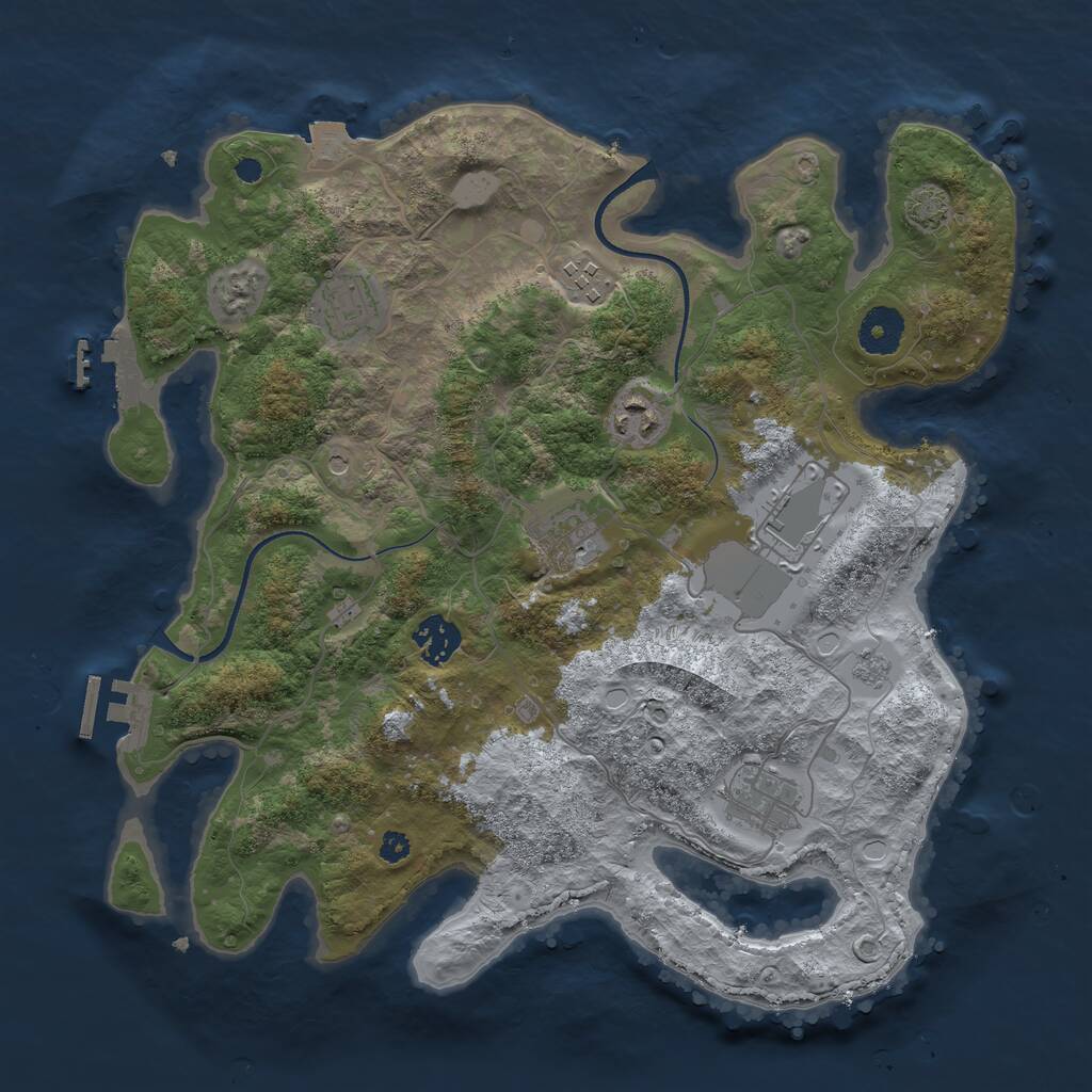 Rust Map: Procedural Map, Size: 3500, Seed: 54041711, 13 Monuments
