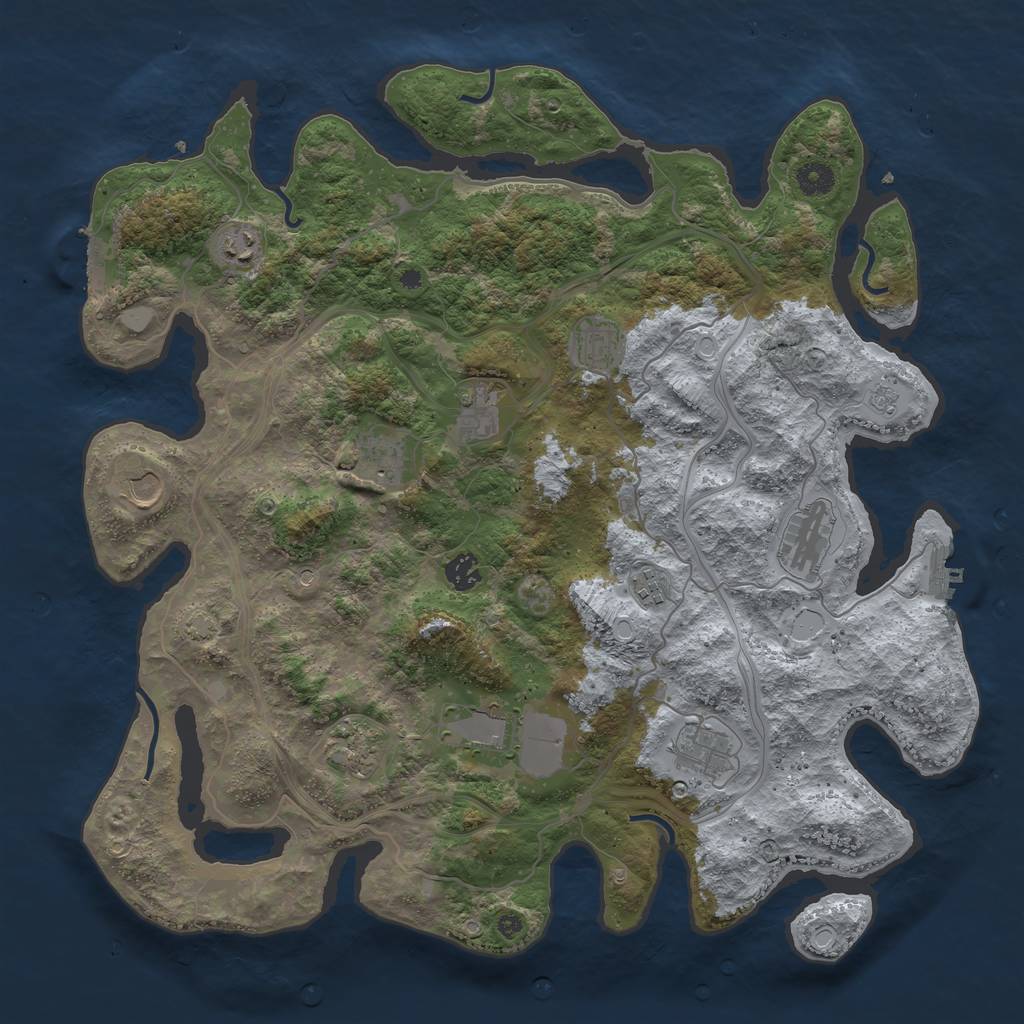 Rust Map: Procedural Map, Size: 4250, Seed: 709581899, 19 Monuments
