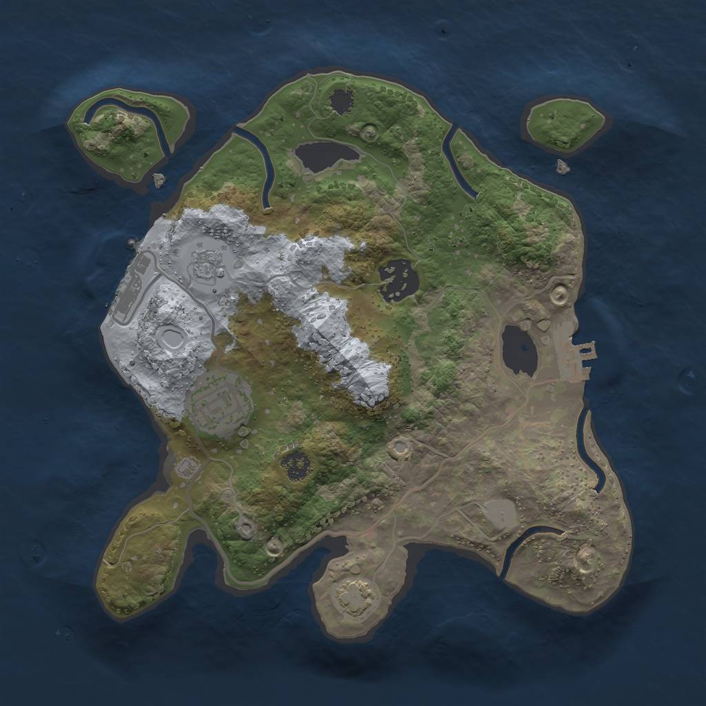 Rust Map: Procedural Map, Size: 2500, Seed: 970454789, 9 Monuments