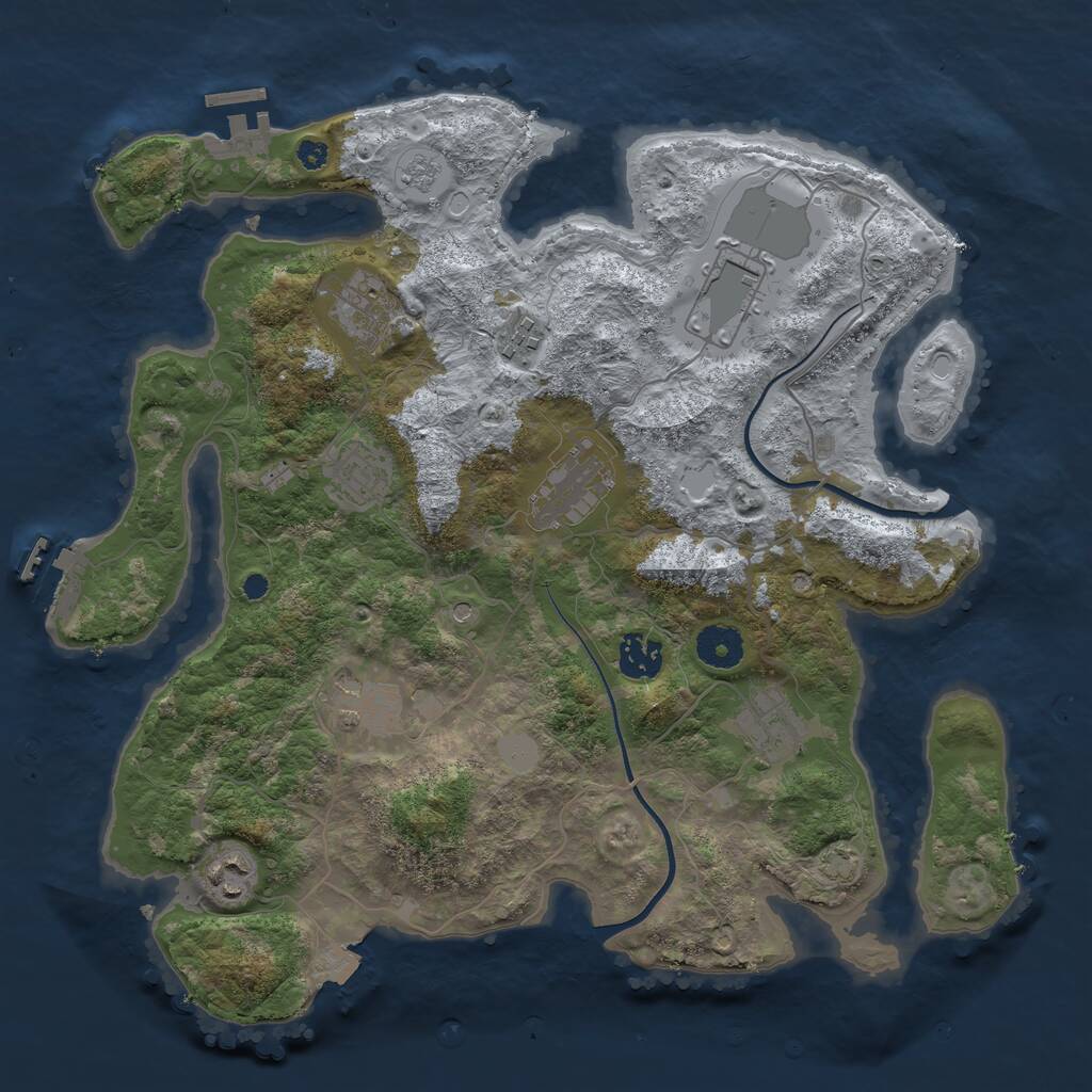 Rust Map: Procedural Map, Size: 3600, Seed: 48385326, 15 Monuments