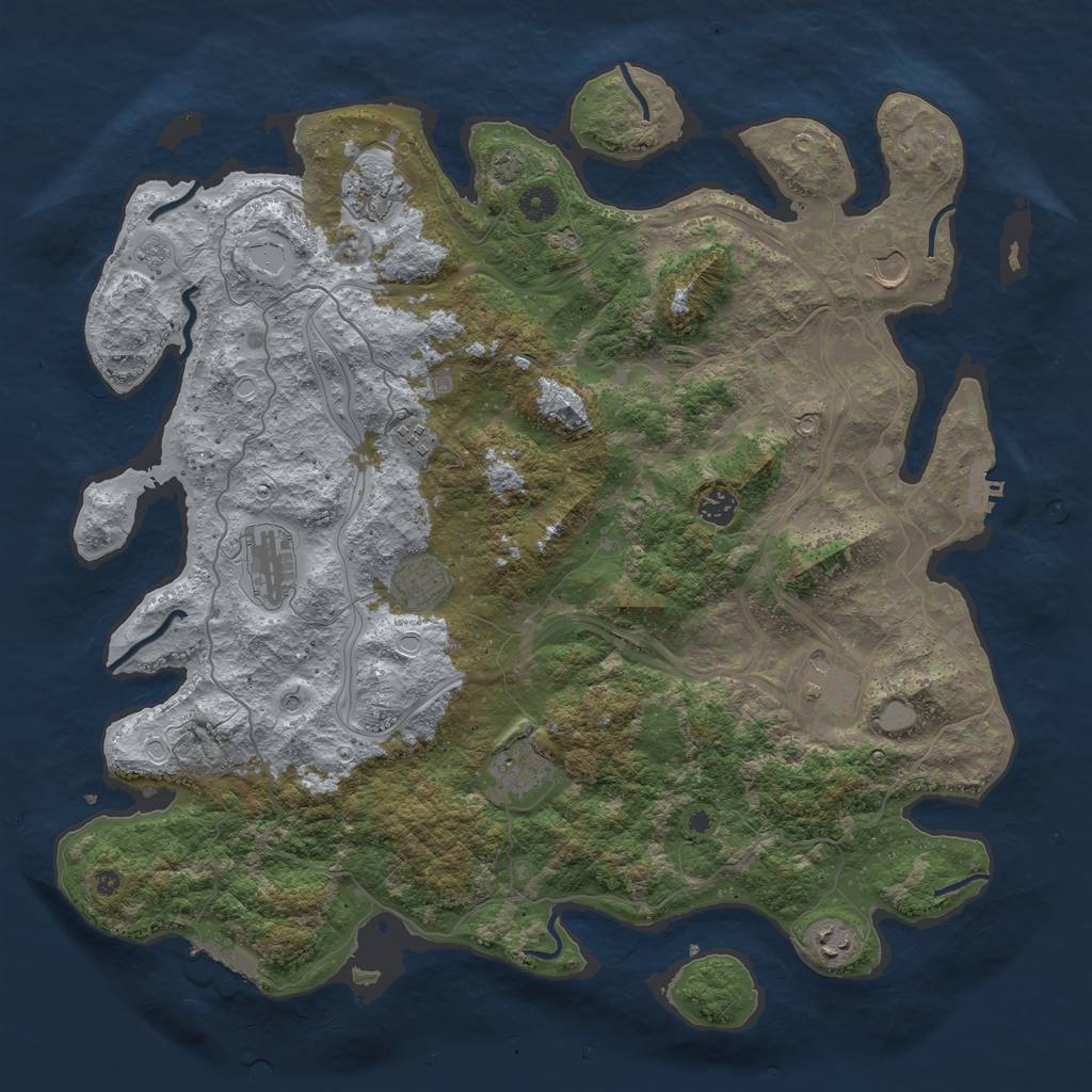 Rust Map: Procedural Map, Size: 4400, Seed: 38747546, 17 Monuments