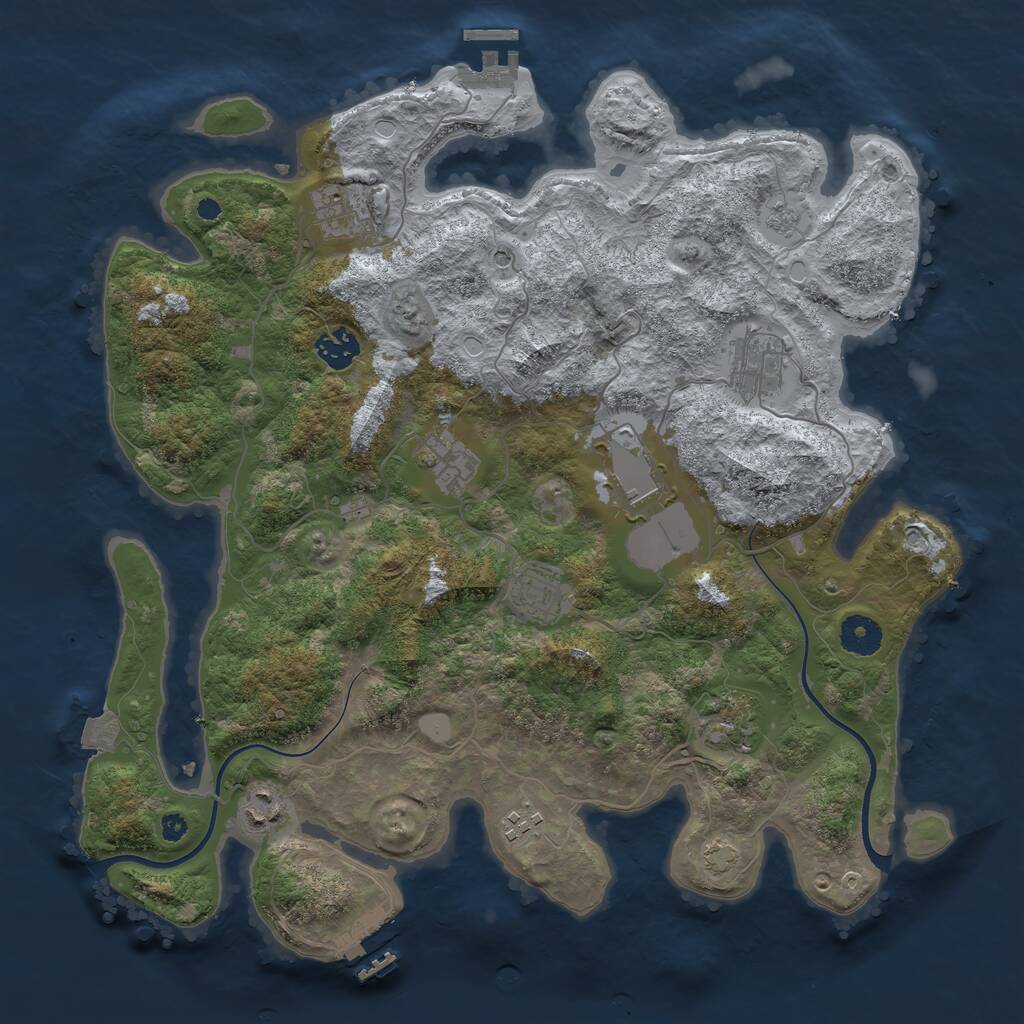 Rust Map: Procedural Map, Size: 3750, Seed: 95958936, 15 Monuments