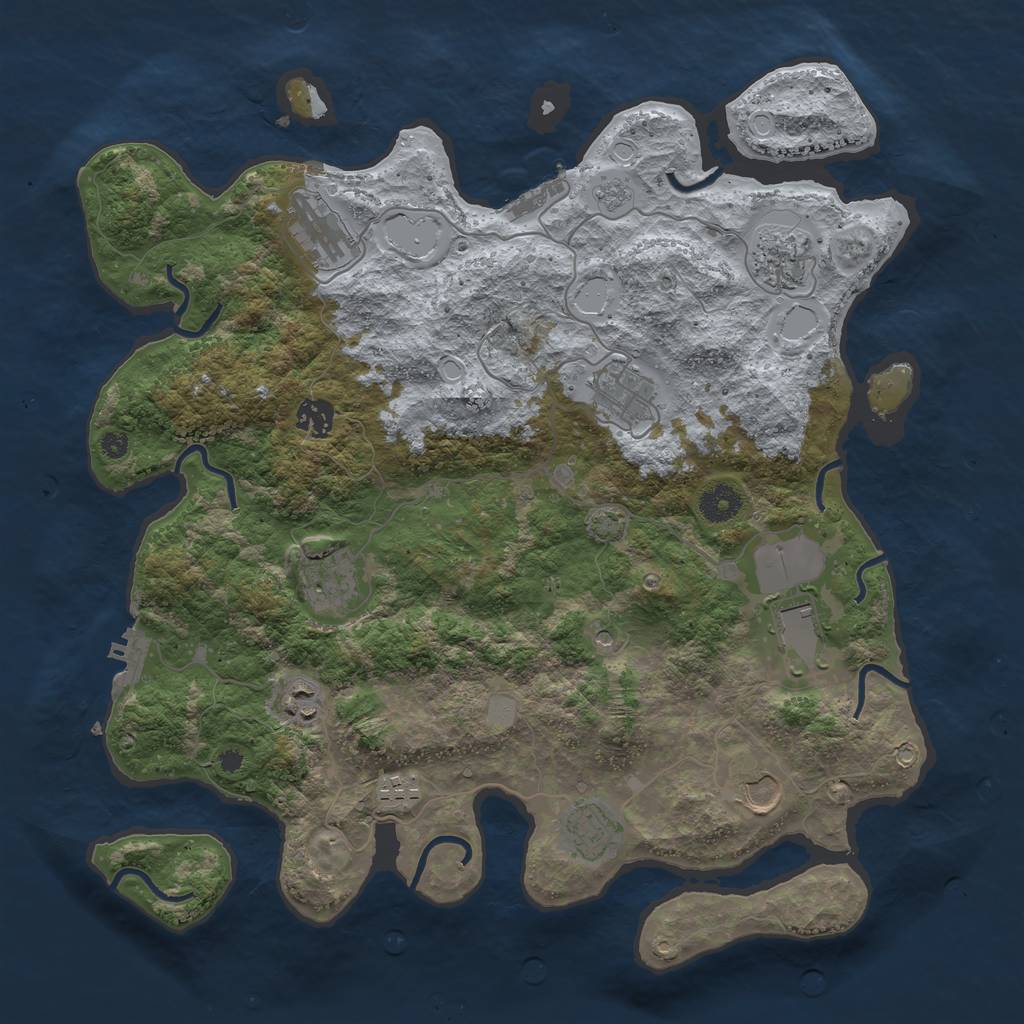 Rust Map: Procedural Map, Size: 3900, Seed: 57463092, 18 Monuments