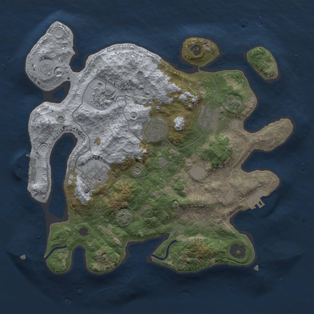 Rust Map: Procedural Map, Size: 3000, Seed: 2483, 12 Monuments