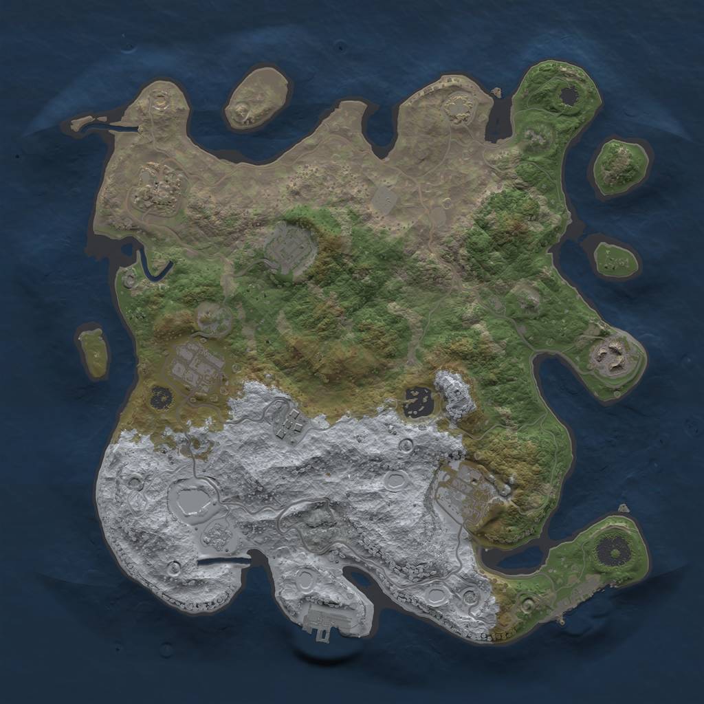 Rust Map: Procedural Map, Size: 3250, Seed: 387379985, 15 Monuments