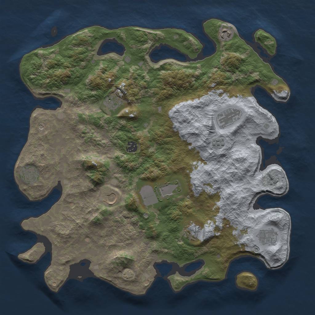 Rust Map: Barren, Size: 4100, Seed: 43575750, 14 Monuments