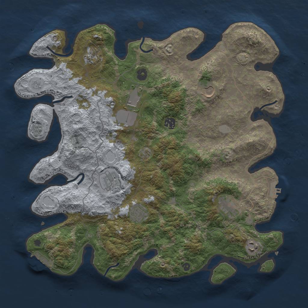 Rust Map: Procedural Map, Size: 4000, Seed: 73056276, 17 Monuments