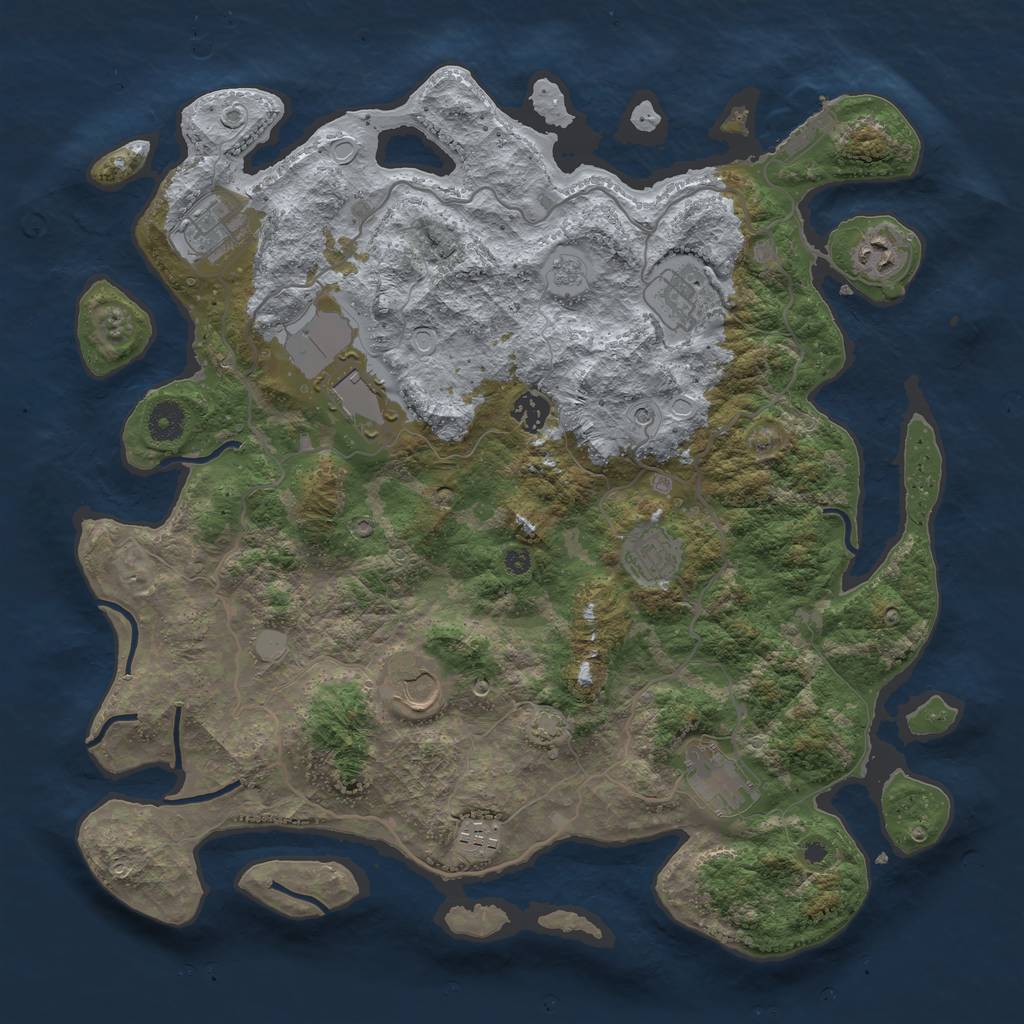 Rust Map: Procedural Map, Size: 4000, Seed: 54895011, 16 Monuments