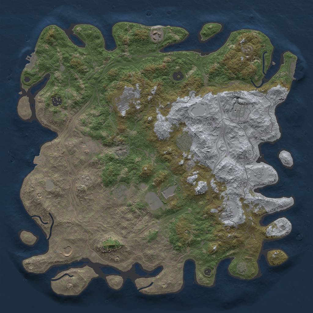 Rust Map: Procedural Map, Size: 4500, Seed: 1532440611, 19 Monuments