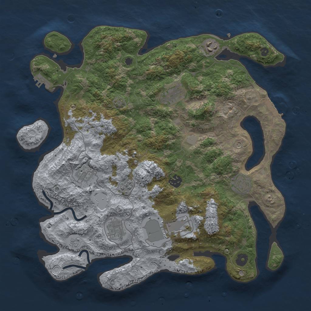 Rust Map: Procedural Map, Size: 3750, Seed: 28526994, 16 Monuments