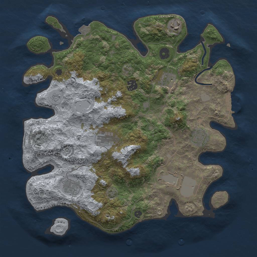 Rust Map: Procedural Map, Size: 3500, Seed: 360346202, 14 Monuments