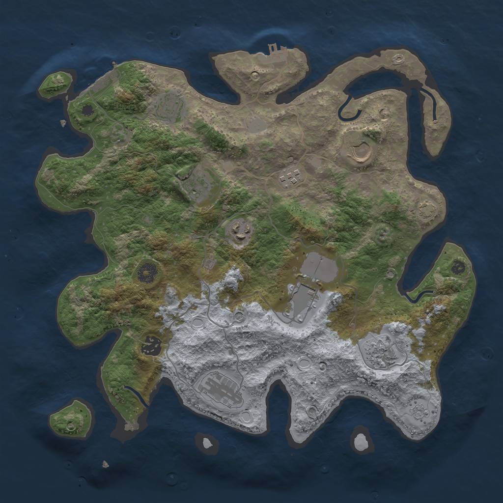 Rust Map: Procedural Map, Size: 3700, Seed: 1862983, 17 Monuments