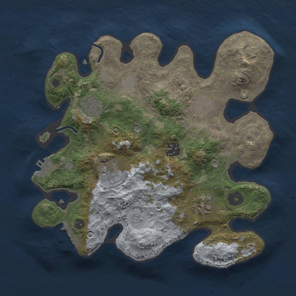 Rust Map: Procedural Map, Size: 3000, Seed: 3740, 13 Monuments