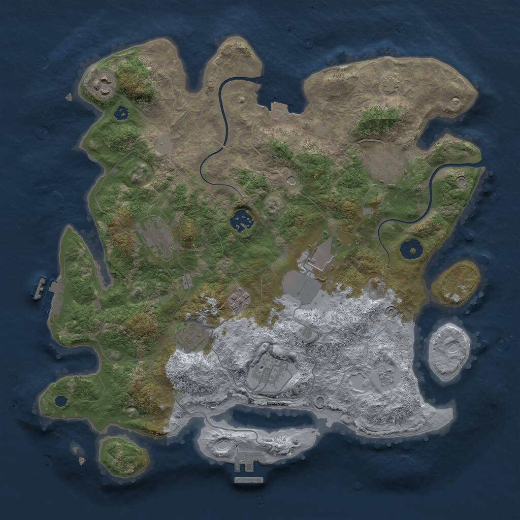 Rust Map: Procedural Map, Size: 3650, Seed: 15268399, 14 Monuments