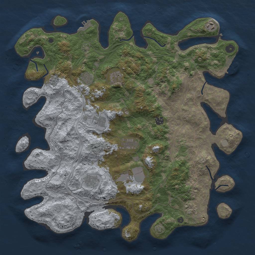 Rust Map: Procedural Map, Size: 4400, Seed: 2837473, 18 Monuments