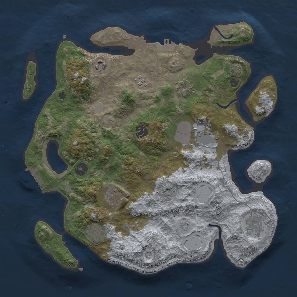 Rust Map: Procedural Map, Size: 3500, Seed: 16038042, 16 Monuments