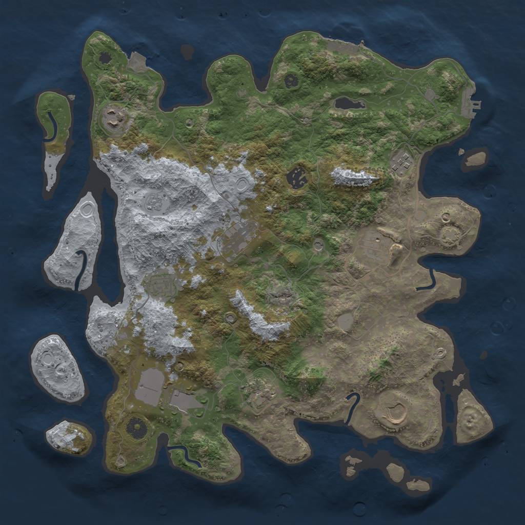 Rust Map: Procedural Map, Size: 3800, Seed: 25063625, 17 Monuments