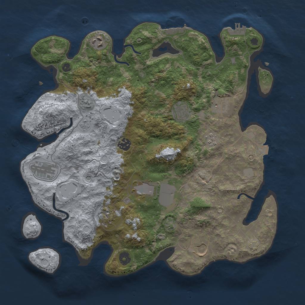 Rust Map: Procedural Map, Size: 3650, Seed: 22693014, 17 Monuments