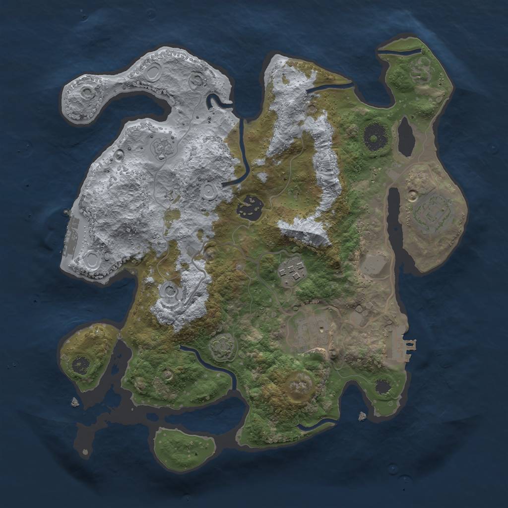 Rust Map: Procedural Map, Size: 3000, Seed: 1623355, 12 Monuments