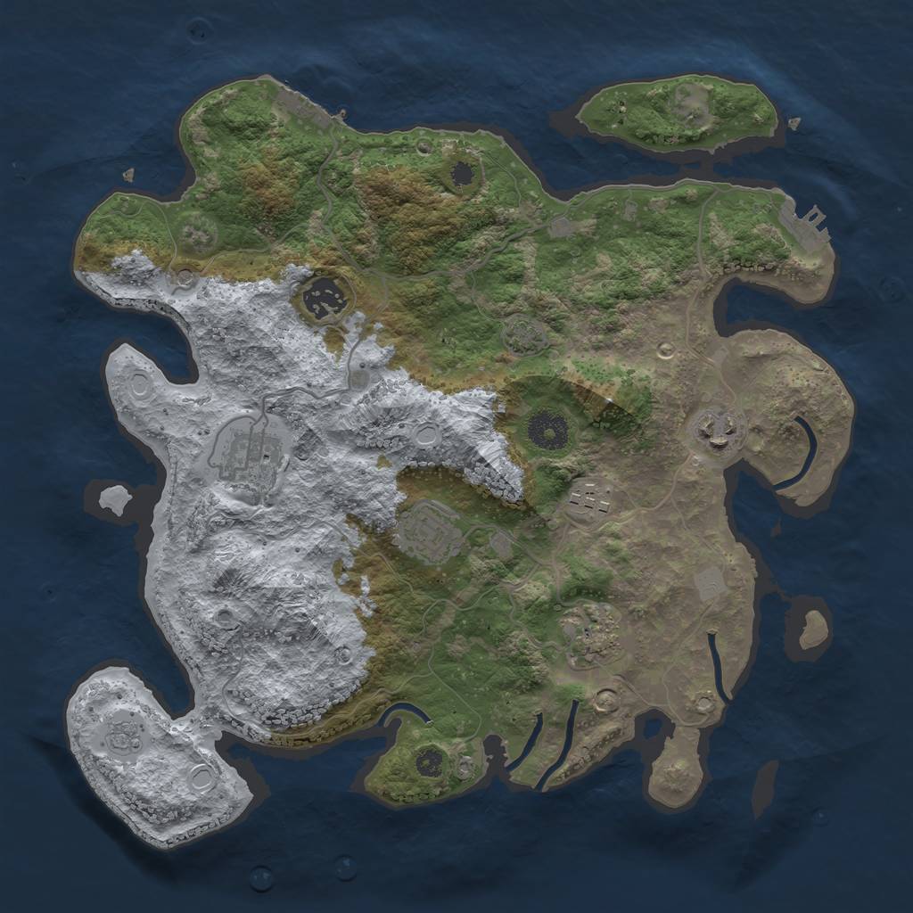 Rust Map: Procedural Map, Size: 3400, Seed: 48968135, 14 Monuments