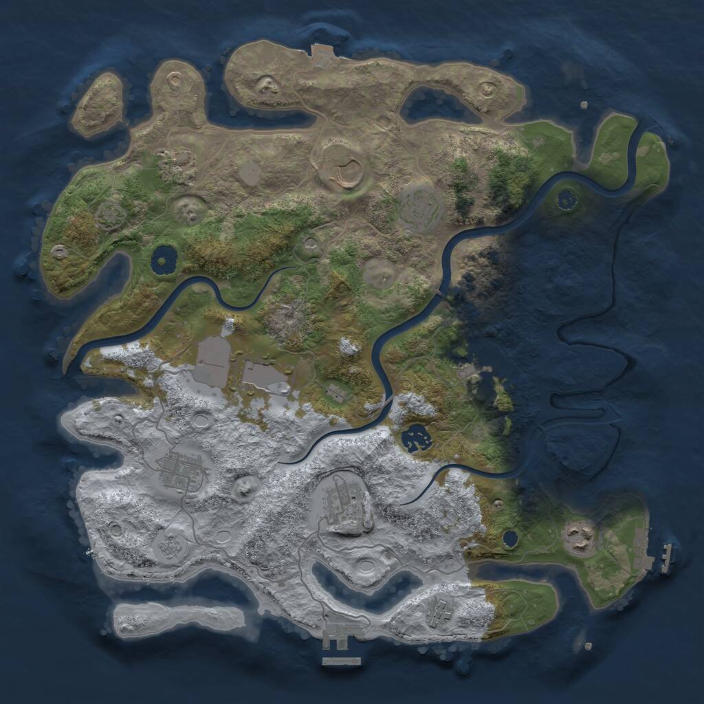 Rust Map: Procedural Map, Size: 3700, Seed: 59281110, 16 Monuments