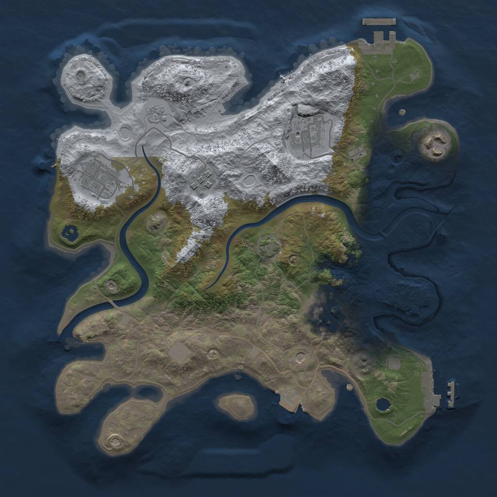 Rust Map: Procedural Map, Size: 3000, Seed: 25886, 11 Monuments