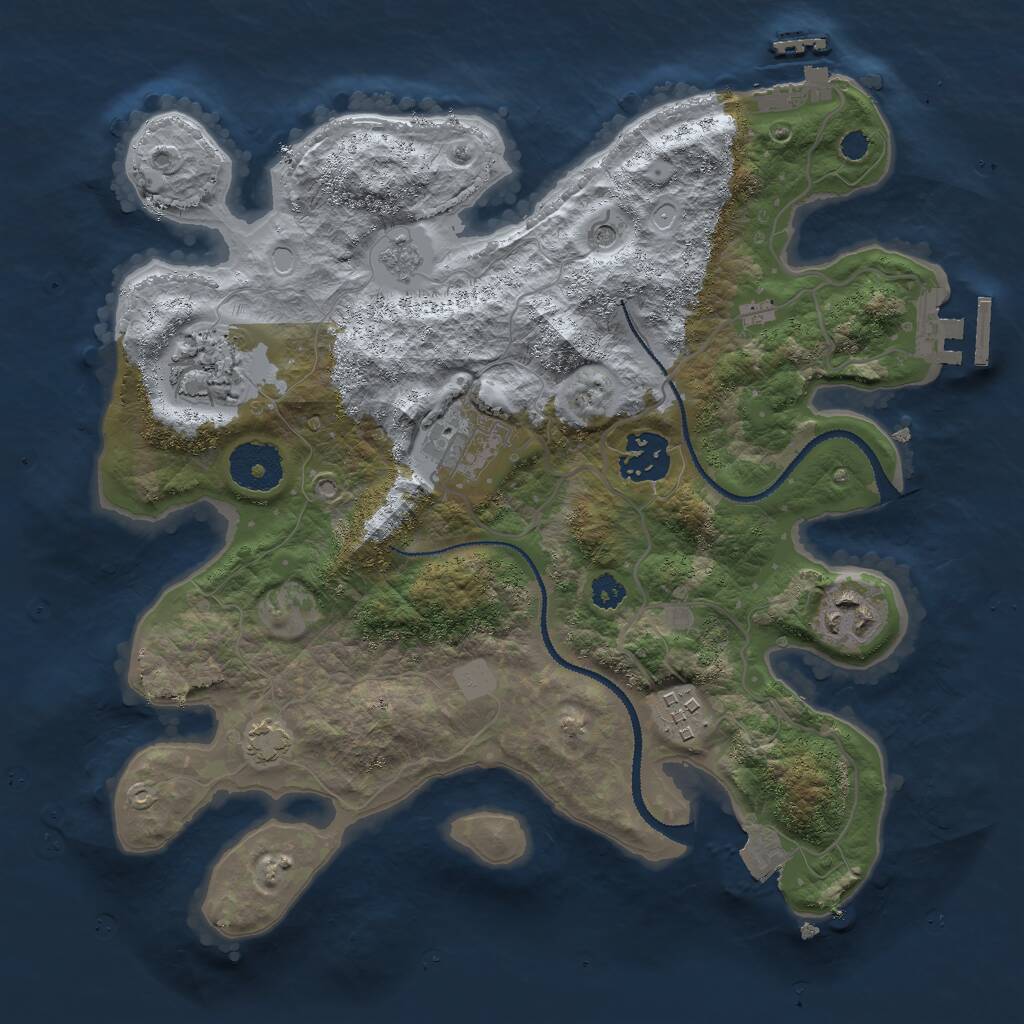 Rust Map: Procedural Map, Size: 3000, Seed: 25886, 11 Monuments