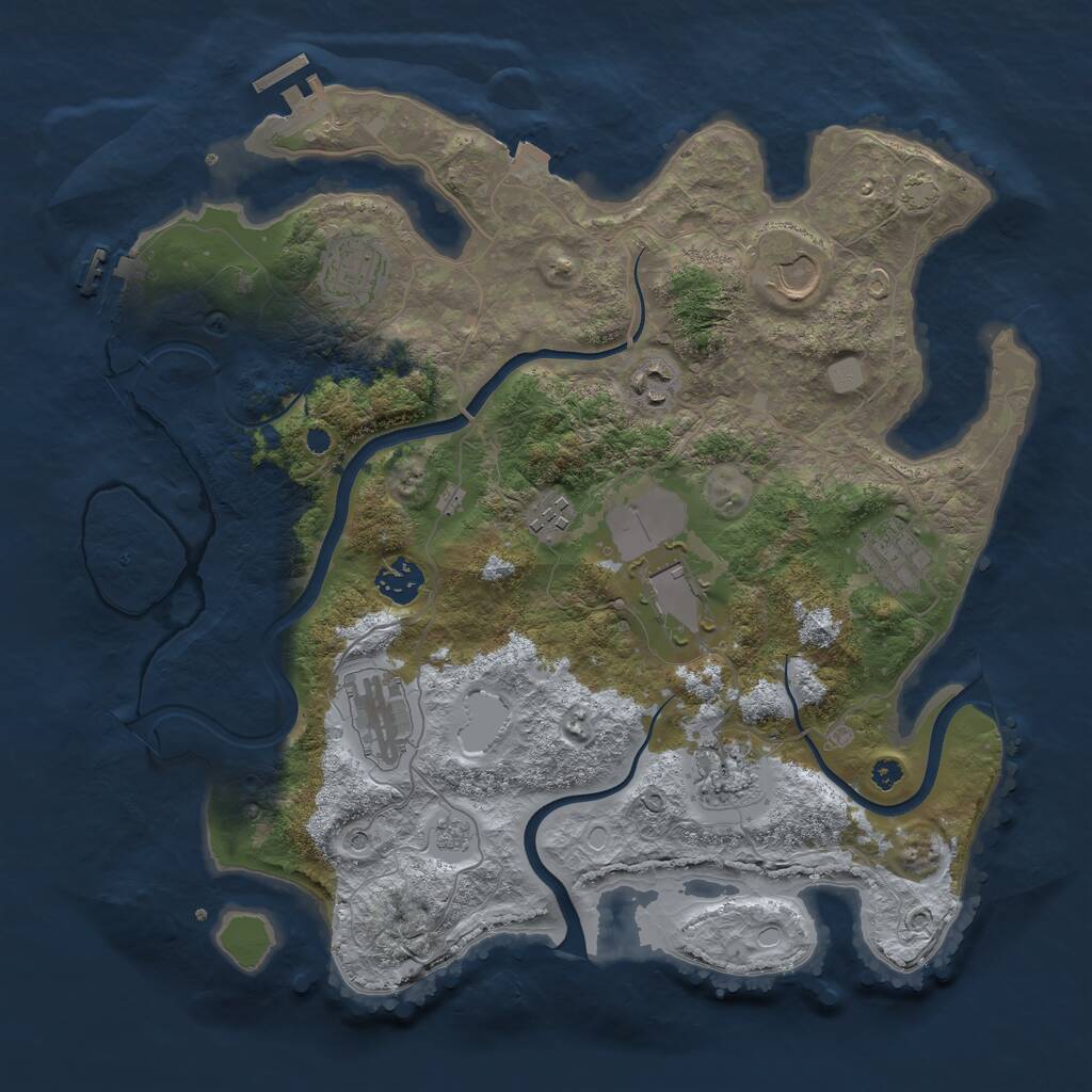 Rust Map: Procedural Map, Size: 3650, Seed: 20402848, 15 Monuments