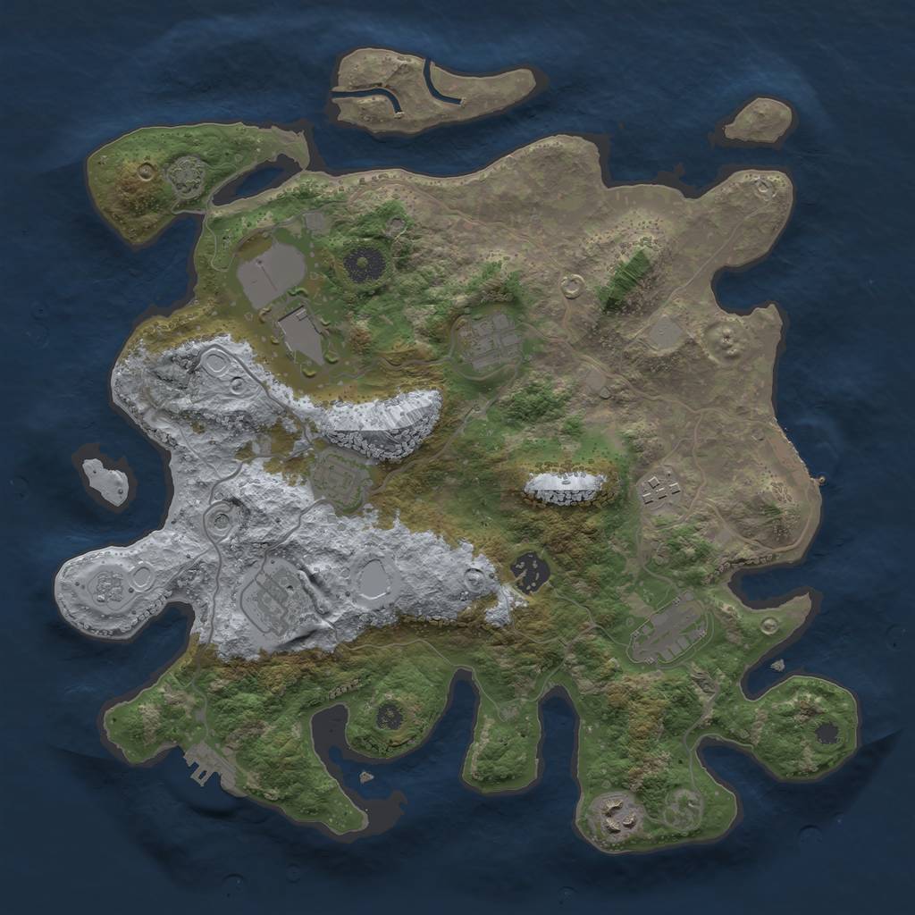Rust Map: Procedural Map, Size: 3550, Seed: 90760686, 16 Monuments
