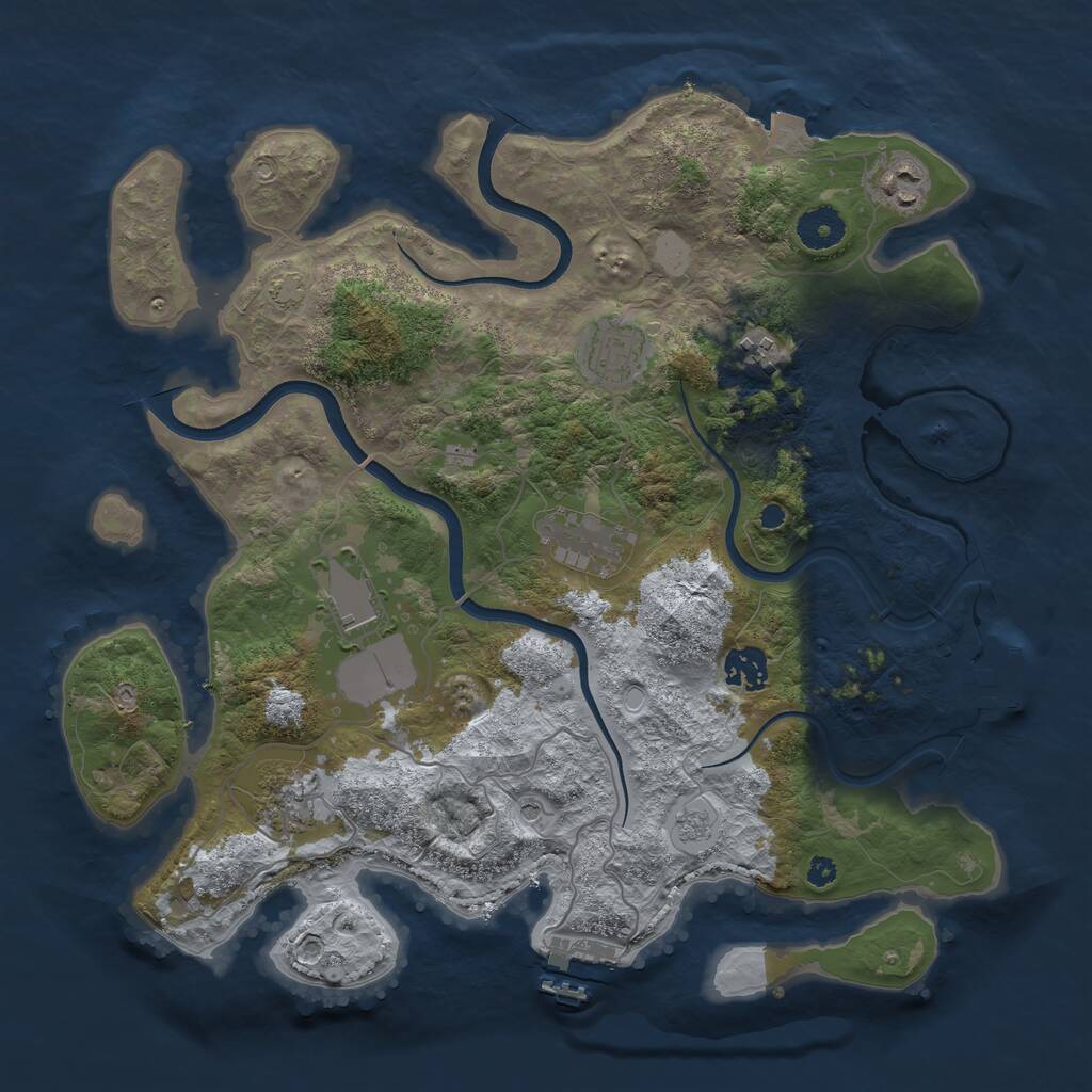Rust Map: Procedural Map, Size: 3650, Seed: 54839681, 13 Monuments