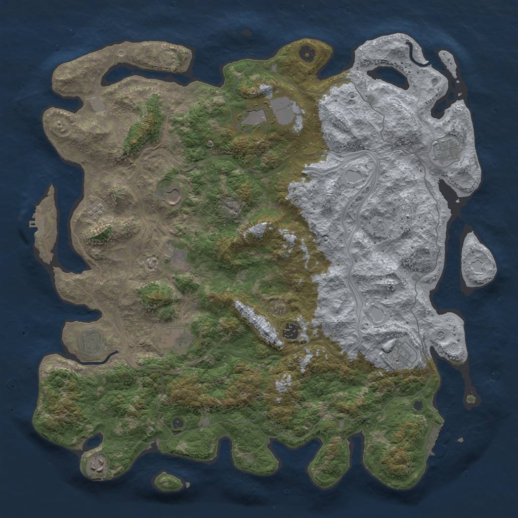 Rust Map: Procedural Map, Size: 4800, Seed: 671737279, 18 Monuments