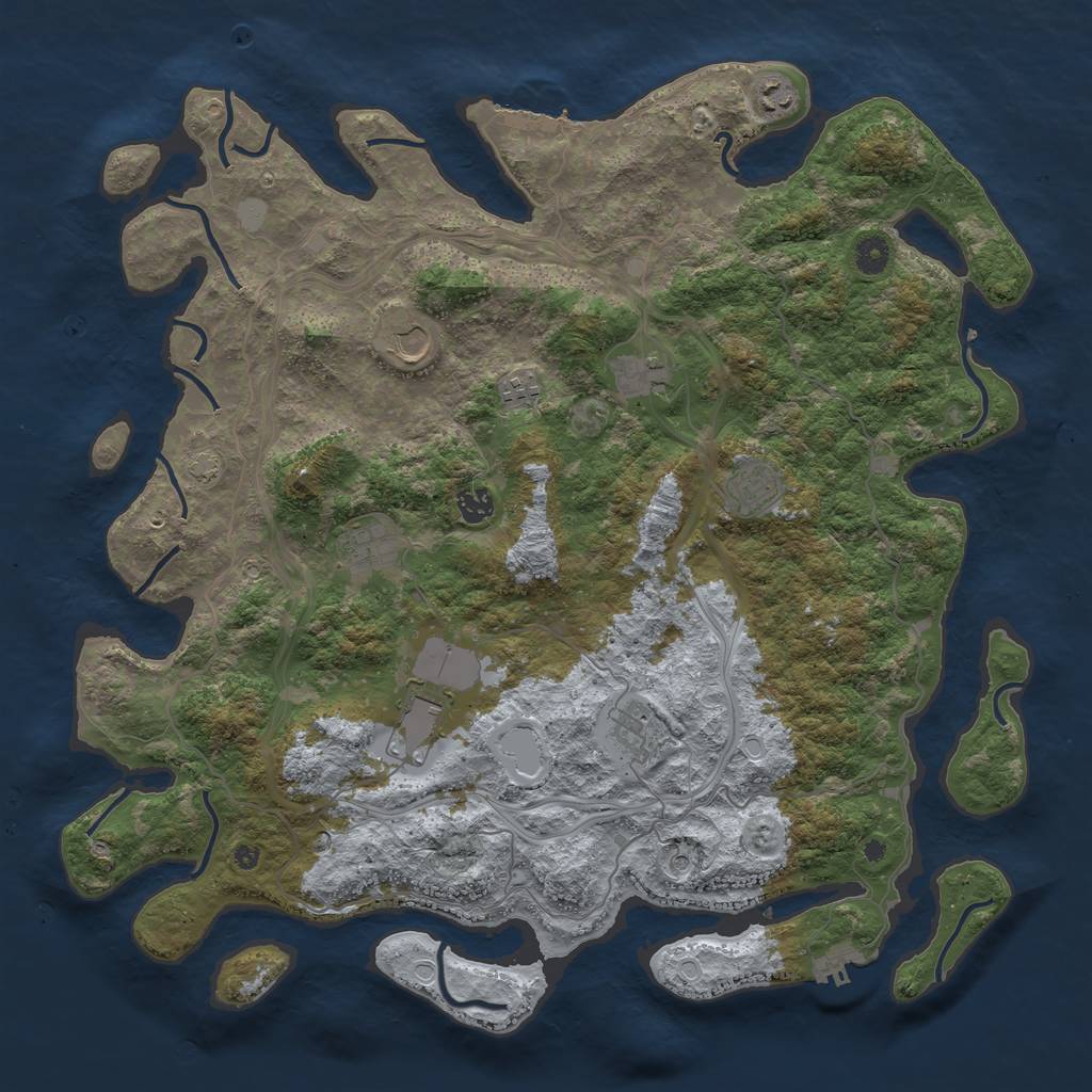 Rust Map: Procedural Map, Size: 4500, Seed: 382354651, 16 Monuments