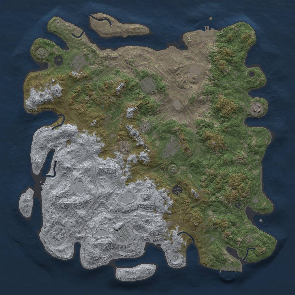 Rust Map: Procedural Map, Size: 4500, Seed: 1059597846, 17 Monuments