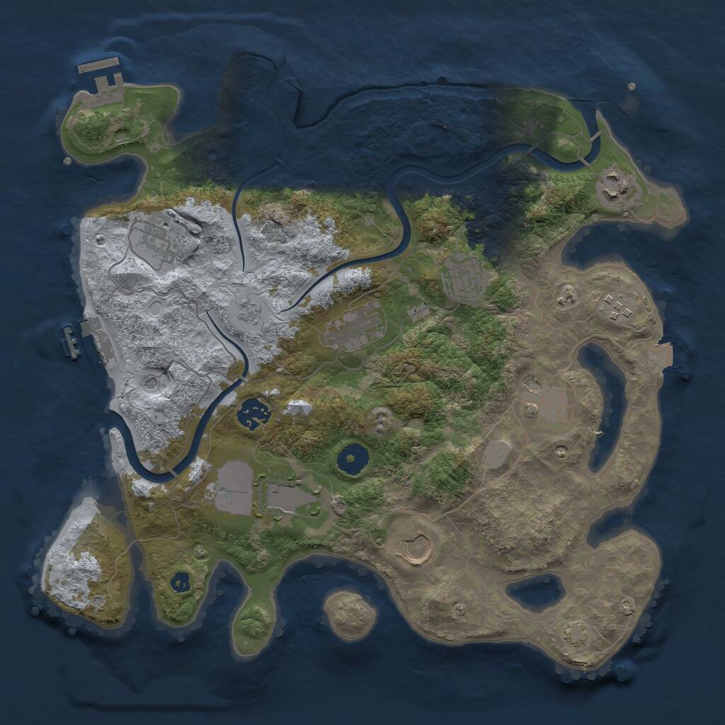 Rust Map: Procedural Map, Size: 3550, Seed: 46739867, 15 Monuments